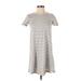 Madewell Casual Dress - Mini High Neck Short sleeves: Gray Color Block Dresses - Women's Size X-Small