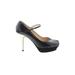 Yves Saint Laurent Rive Gauche Heels: Pumps Platform Minimalist Black Print Shoes - Women's Size 38 - Round Toe