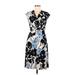 G.H. Bass & Co. Casual Dress - A-Line V-Neck Short sleeves: Blue Print Dresses - Women's Size 8