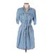 Velvet Heart Casual Dress - Shirtdress Collared 3/4 sleeves: Blue Solid Dresses - Women's Size Medium
