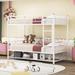 Twin Over Twin Bunk Bed with Storage Shelf, Ladder & High Guardrail, Able to Split, Metal Bunk Bed Frame, Storage Space