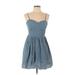 American Rag Cie Cocktail Dress - Mini Sweetheart Sleeveless: Blue Dresses - Women's Size Large