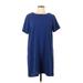 Bobeau Casual Dress - Shift Crew Neck Short sleeves: Blue Print Dresses - Women's Size Large