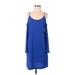 FELICITY & COCO Casual Dress - Shift: Blue Solid Dresses - Women's Size X-Small