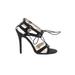 Qupid Heels: Black Solid Shoes - Women's Size 9 - Open Toe