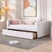 Upholstered Twin Daybed with Ergonomic Design Backrest & Armrests,Elegant Velvet Fabric Daybed Sofa Bed Frame w/2 Drawers, Beige