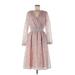 Free the Roses Casual Dress - Midi: Pink Print Dresses - New - Women's Size X-Small