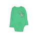 Carter's Long Sleeve Onesie: Green Graphic Bottoms - Size Newborn