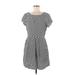 J.Crew Factory Store Casual Dress - A-Line Scoop Neck Short sleeves: Black Print Dresses - Women's Size 6