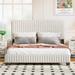 Queen Size Upholstered Platform Bed, Velvet Fabric Platform Bed with Upholstered Headboard and Wood Slat Support