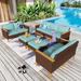 9-Piece Outdoor Wicker Sectional Sofa Patio Furniture Luxury Conversation Set, Beige Cushion