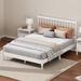 King Size Platform Bed Frame with Gourd Shaped Headboard & Footboard, Solid Wood Platform Bed Frame, Antique White