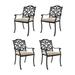 Patio Cast Aluminum Carved Dining Chairs with Cushions(Set of 4)