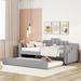 Twin Velvet Upholstered Daybed with Light & USB Port, Trundle Bed,Gray