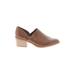 Maurices Ankle Boots: D'Orsay Stacked Heel Boho Chic Brown Solid Shoes - Women's Size 5 1/2 - Almond Toe