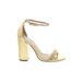 Schutz Heels: Gold Print Shoes - Women's Size 7 - Open Toe