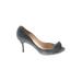 Emporio Armani Heels: Slip-on Stilleto Cocktail Party Black Solid Shoes - Women's Size 40.5 - Round Toe