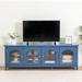 Stylish TV Stand with 4 Glass Doors, TV Console Table Entertainment Center w/ Storage Shelves, Modern TV Cabinet for Living Room