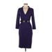 Venus Casual Dress - Sheath V-Neck 3/4 sleeves: Purple Solid Dresses - Women's Size 8