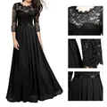 Fashion Holiday Dress Waist Tight All-matched Women Dress 3/4 Lace Sleeve Slim Fit Party Dress