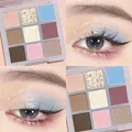 Palette di ombretti blu Punk 9 colori Matte Smoky Black Eye Shadow Shimmer Palette Glitter Nude