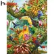 Huacan Diamond Painting Parrot Animals Full Drill Diamond Embroidery Mosaic Forest Wall Art