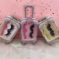 1Piece Mini Suitcase 3D Mink Lashes Packaging Box pvc fashion handbag suitcase lashbox Cute Luggage