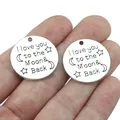 10 Pieces/Lot Diameter 25mm Antique Silver Plated Metal I Love You Moon Back Moon Charm Pendant