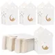 Boîtes à bonbons Eid Mubarak 5 pièces boîte d'emballage cadeau à strass étoile creuse blanche