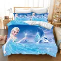 Disney-Ensemble de literie de dessin animé Frozen pour enfants housse de couette Elsa housse de