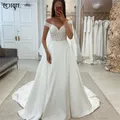 LORIE-Robe de mariée en dentelle vintage ligne A satin col en V épaules dénudées appliques