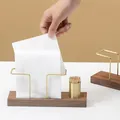 Porte-papier de soie en bois porte-serviettes boîte de rangement en laiton boîte à cure-dents