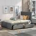 Red Barrel Studio® Linen Upholstered Platform Bed w/ Headboard & Two Drawers in Gray | Full/Double | Wayfair 073DB010B7F149C88A38CBEB3FF3112D