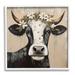 Stupell Industries Black Cow & Daisy Crown Single Picture Frame Print on Canvas Canvas | 12 H x 12 W x 1.5 D in | Wayfair ba-462_fr_12x12