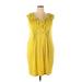 INC International Concepts Casual Dress - Mini V Neck Sleeveless: Yellow Solid Dresses - Women's Size 2X