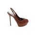 Sergio Rossi Heels: Slingback Platform Bohemian Brown Print Shoes - Women's Size 38.5 - Peep Toe