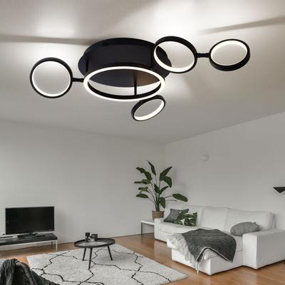 Globo - Deckenlampe schwarz led Wohnzimmerleuchte Designlampe Deckenleuchte Ringe verstellbar,