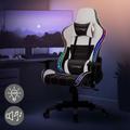 Sedia da Gaming Illuminazione led rgb e Altoparlanti Bluetooth e Cuscino Lombare Ecopelle Bianco