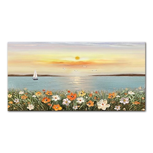 Mintura handgefertigte dicke Textur Blumen Landschaft Ölgemälde auf Leinwand Wandkunst Dekoration modernes abstraktes Bild für Wohnkultur gerolltes rahmenloses ungedehntes Gemälde Image