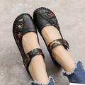 Damen Flache Schuhe Übergrössen Handgefertigte Schuhe Komfort Schuhe Täglich Gehen Blumen Farbblock Sommer Flacher Absatz Runde Zehe Elegant Vintage Modisch Leder Klettverschluß 999 lila Sandalen 999