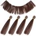 5pcs Straight Long Hair Weft Heat Resistant Smooth Hair Extensions for DIY Craft BJD American Krorean Making 15cm ( Brown )