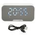 Bluetooth Speaker with Digital Alarm Clock Temperature Display Voice Announcement FM Radio Mirror Alarm Clock Speaker White