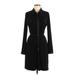 White House Black Market Casual Dress - Shirtdress Collared Long sleeves: Black Solid Dresses - Women's Size Medium