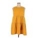 Universal Thread Casual Dress - Mini Crew Neck Sleeveless: Yellow Print Dresses - Women's Size X-Large