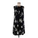 Cynthia Rowley TJX Casual Dress - Shift: Black Floral Dresses - Women's Size Large