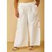 Plus Size Button Detailed Linen Blend Pants