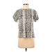 Saks Fifth Avenue Short Sleeve Top Silver High Neck Tops - Women's Size Small