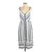 Universal Thread Casual Dress - Midi V-Neck Sleeveless: Blue Stripes Dresses - Women's Size Small