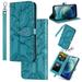 Apple iPhone 13 Mini Case iPhone 13 Mini Wallet Case Magnetic Closure Embossed Tree Premium PU Leather [Kickstand] [Card Slots] [Wrist Strap] Phone Cover For iPhone 13 Mini Blue