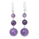 Amethyst drop earrings, 'Lilac Wisdom' - Beaded Amethyst Earrings